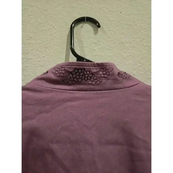 Denim & Co Women's L Purple Embroidered Spring Jacket Mid-Length - Picture 13 of 13